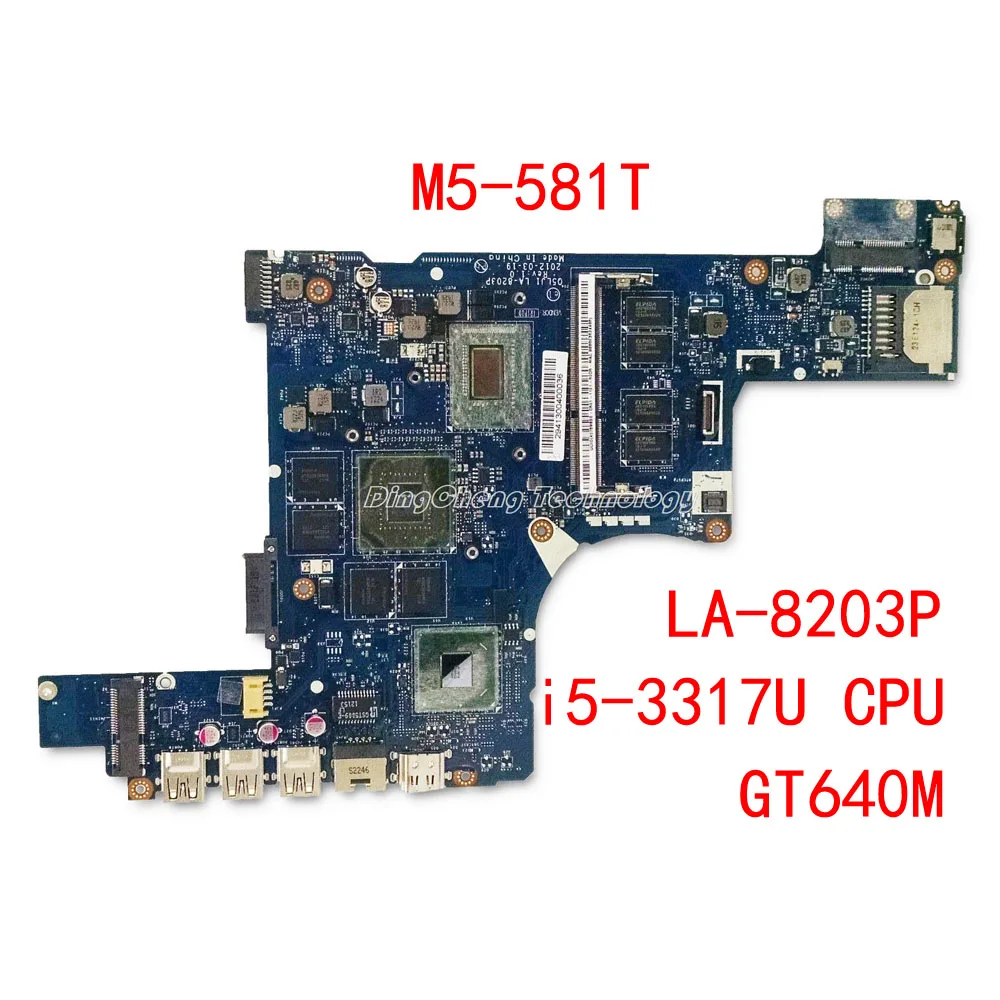 HOLYTIME ноутбук материнская плата для Acer M5-581T NBM2G11001 Q5LJ1 LA-8203P i5-3317U процессор