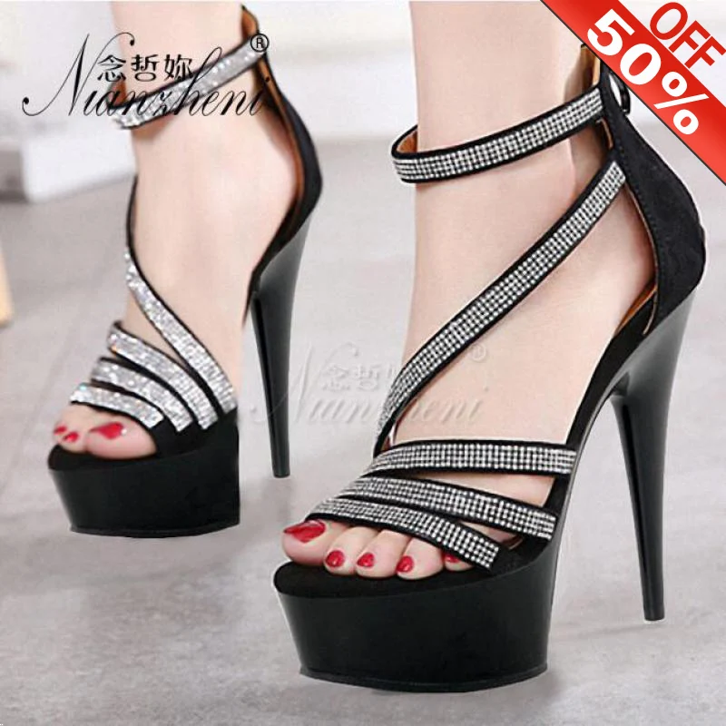 

6 Inches Rhinestone Gladiator Stripper heels High heels Pole dance shoes Party Models Stage Show Sxey Nightclub Full dress New