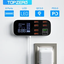 40W USB C Fast Charger QC3.0 Quick Charge Type C 8 Port 3A Fast Charging Station Portable Phone Charger for iPhone 11 12 Pro Max