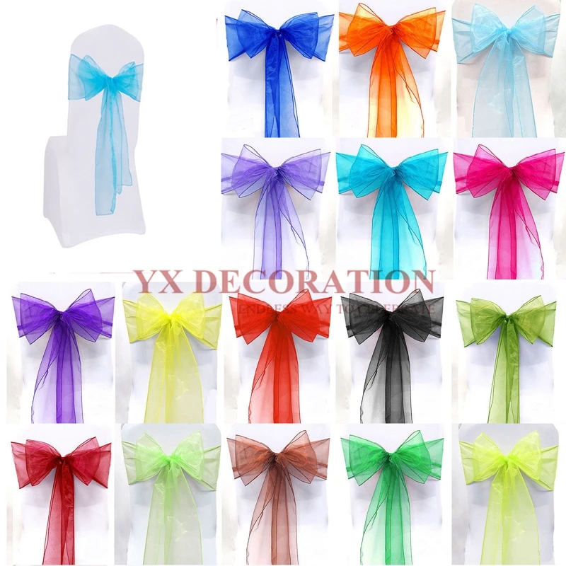

High Quality Sheer Organza Chair Sash Bow For Cover Banquet Wedding Party Event Xmas Decoration Supply