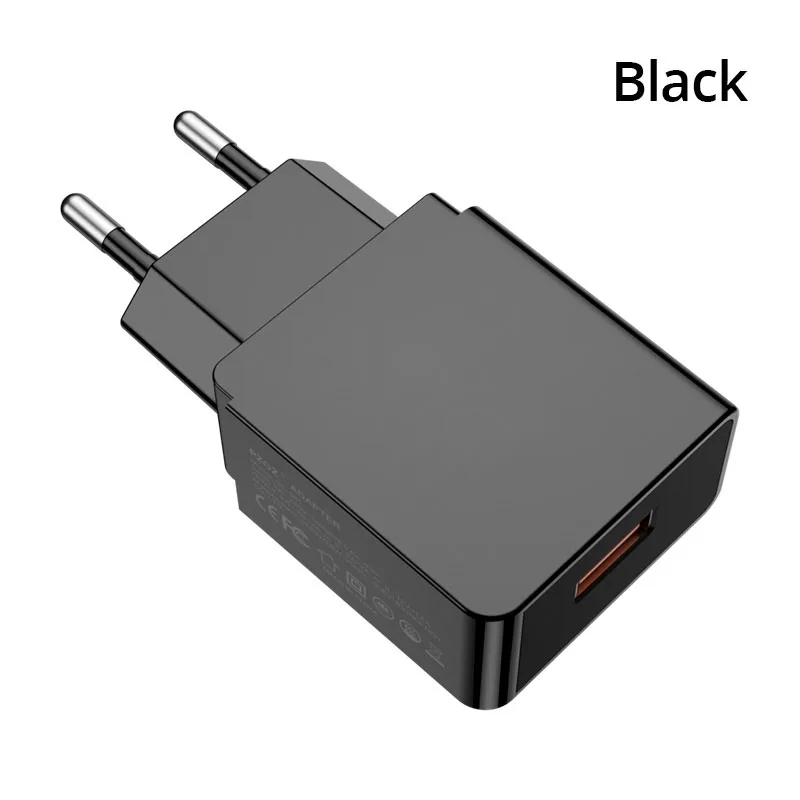 PZOZ Быстрая зарядка 3,0 USB зарядное устройство быстрое зарядное устройство 18 Вт ЕС настенный usb портативный адаптер зарядное устройство кабель для мобильного телефона для samsung S10 S9 S8 - Тип штекера: Black  EU Plug