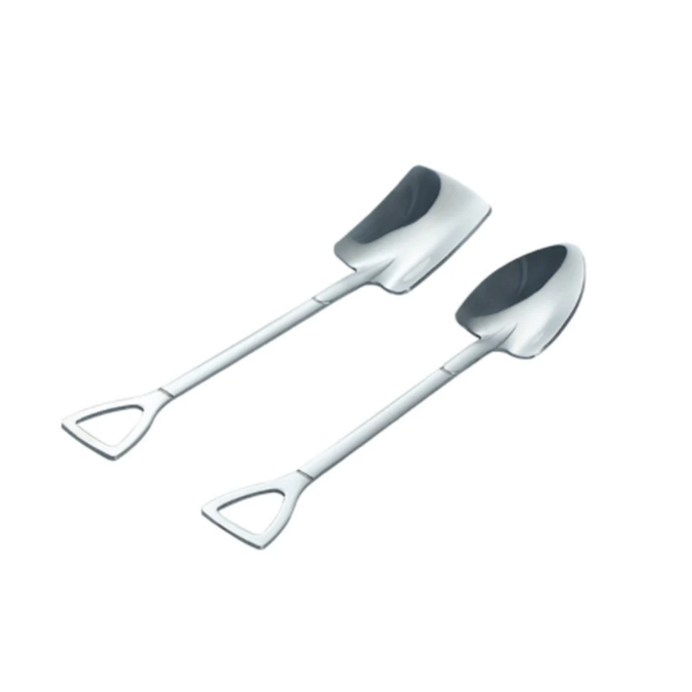 

2pcs Coffee Spoon Cutlery Stainless Steel Iron Shovel Ice Cream Spoon Scoop Creative Spoon tea-spoon Fashion Tableware