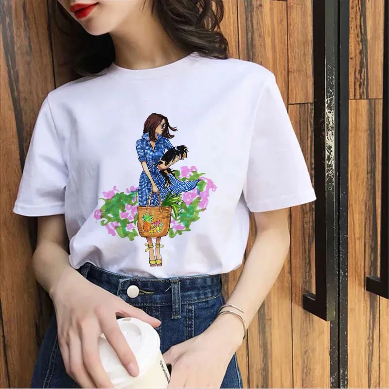 

Tshirt women 2021 harajuku Fashion Cartoon Graphics Ladies Tee Tops White Short sleeve Casual Summer tshirt femme Plus Size XXXL