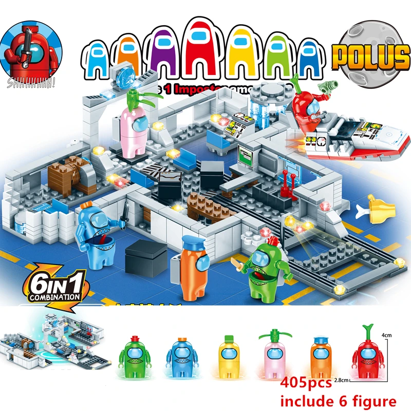 Новинка 2021 6 в 1 строительные блоки MOC Amongings база США Игровая серия Космический