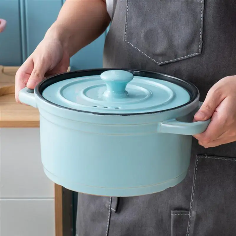 

1Pc Kitchen Ceramic Stew Pot with Lid Ceramic Cooking Pot Household Stockpot