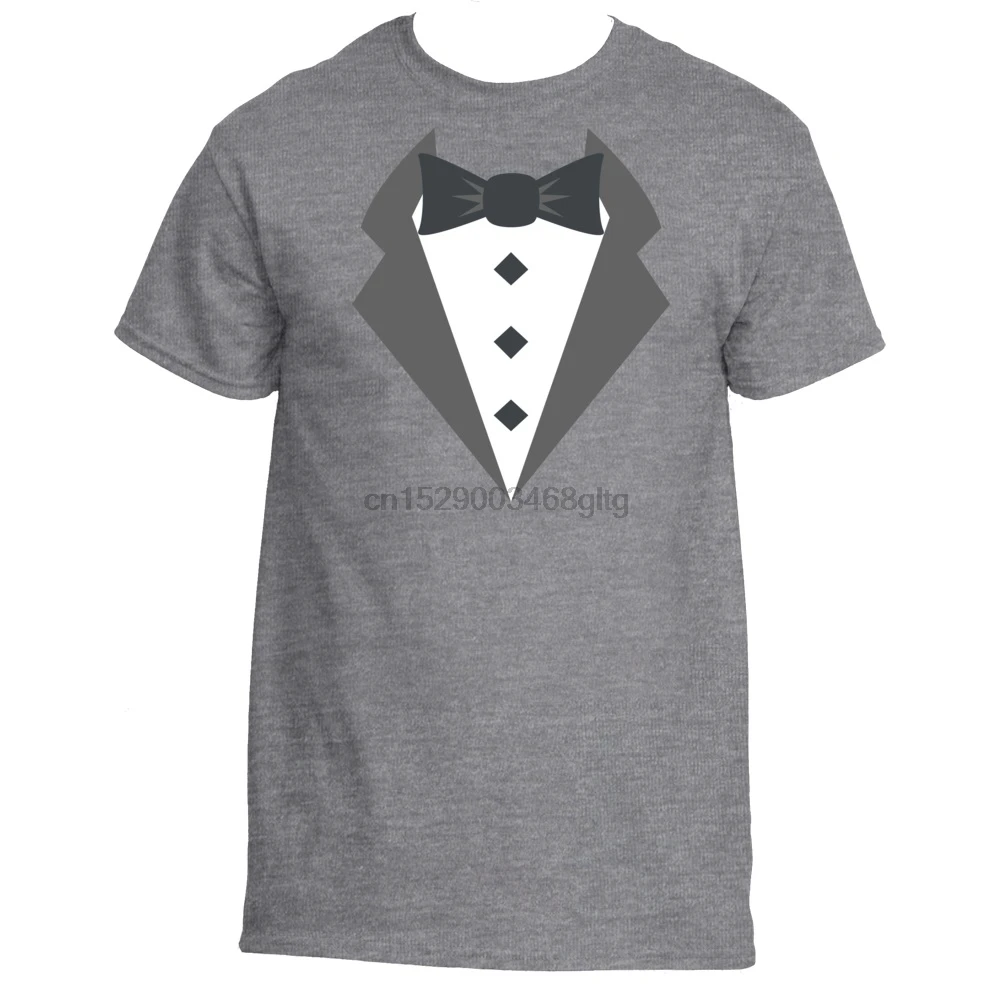 Мужская Летняя распродажа 100% хлопковая футболка смокинг костюм галстук бабочка
