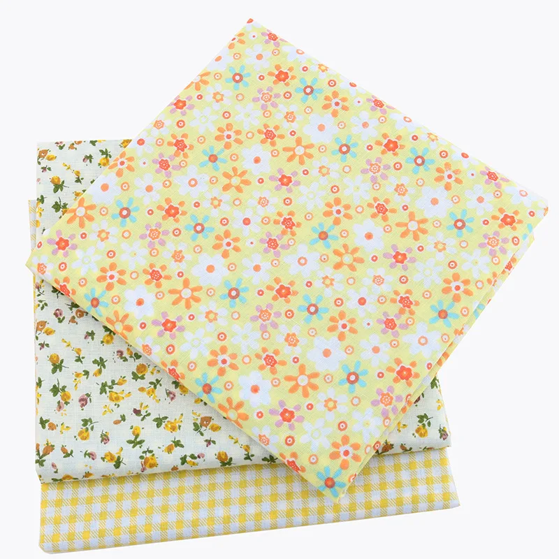 7 шт. желтая Стеганая Ткань 100% хлопок потертая 50x50 см|cotton knit fabric|fabric reviewfabric lady |