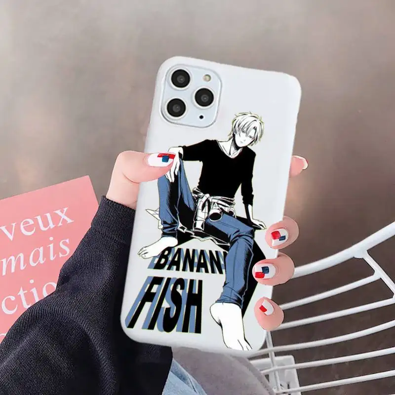 

Anime Banana Fish Phone Case White Candy Color for iPhone 6 7 8 11 12 s mini pro X XS XR MAX Plus