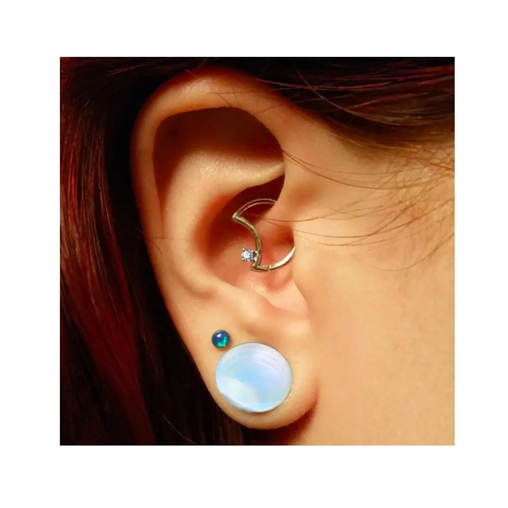 Боди в стиле панк твердые золотые Daith серьги форме Луны 16 г спираль Козелка