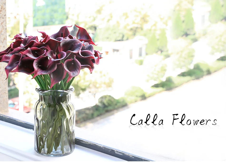 31 шт. Калла Лилия полиуретан с эффектом реального прикосновения декоративная ваза искусственная Цветочная подделка цветок реалистичные цветы бутон украшения отеля