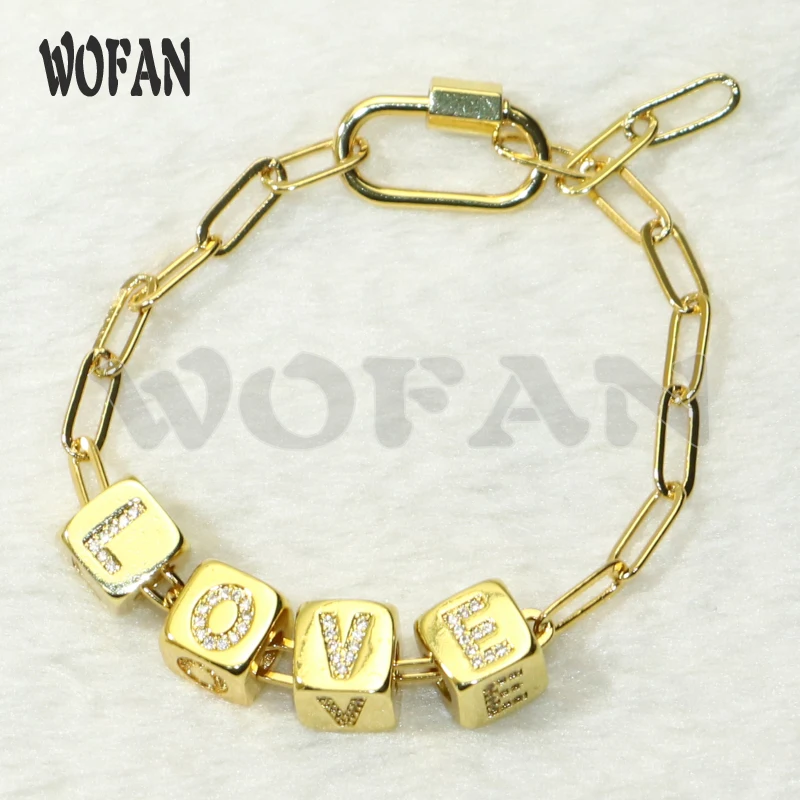 

Cubic letters LOVE beads bracelet golden beads jewelry bracelet zircon charms bangle jewelry gift for women 50604