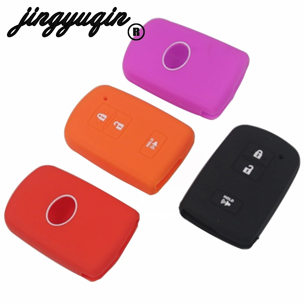 

jingyuqin 3 Buttons Silicone Car Key Shell Case Fob For Toyota Rand cool LuZe 2015 FOB Set Protective No Logo