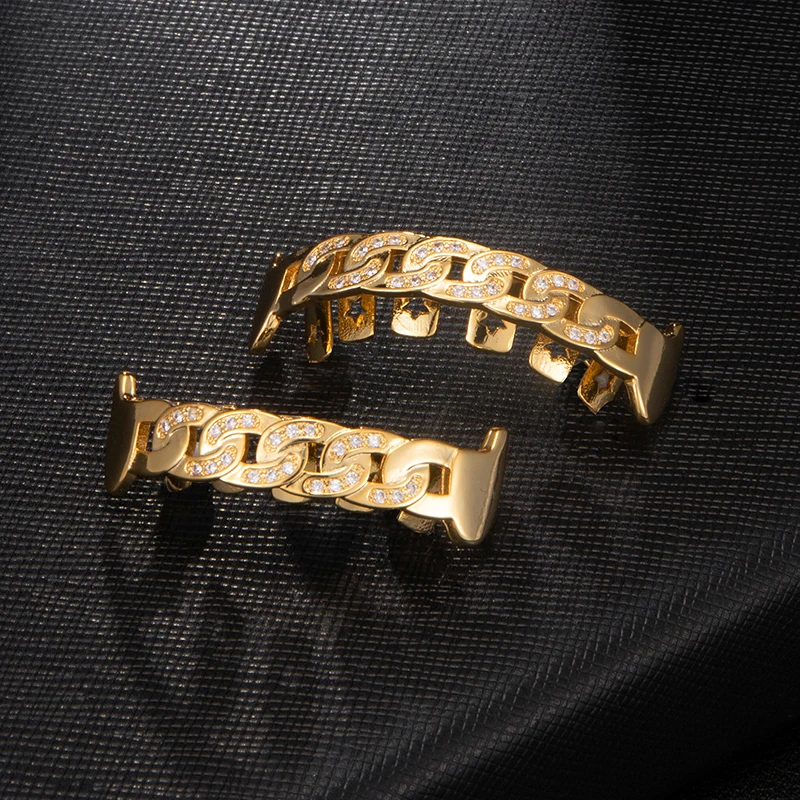 Хип-хоп ледяной из микро закрепки Полный CZ зубы гриля Топ и низ кубинская цепочка