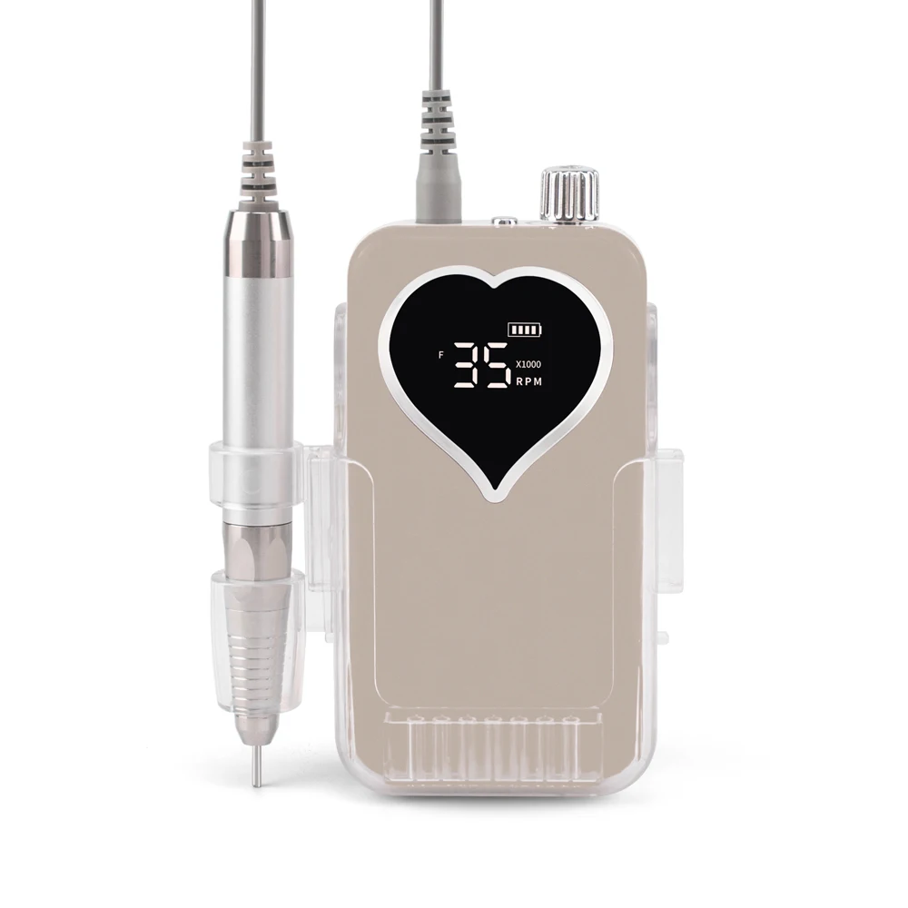 Coração sem Fio Brushless Elétrica Máquina de Broca do Unha 35000rpm Conjunto Broca para Manicure Pedicure Bateria Recarregável sem Fio