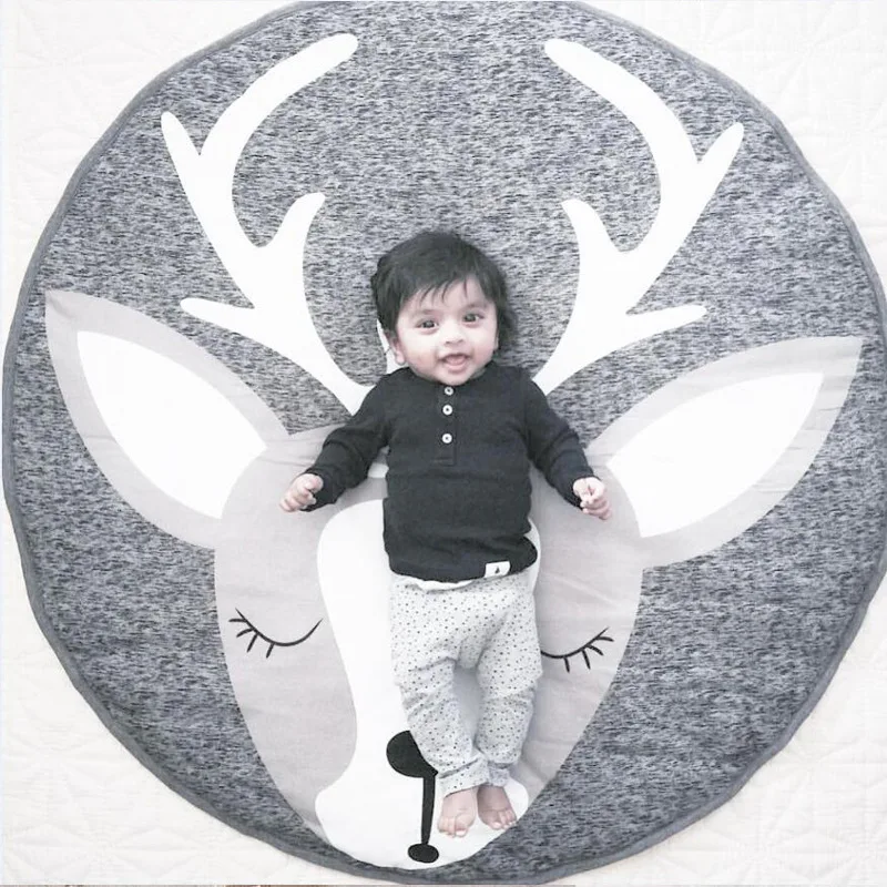 

INS Animal Game Mat Children Elk Sheep Camping Pad Baby Nordic Style Foldable Baby Crawling Mat