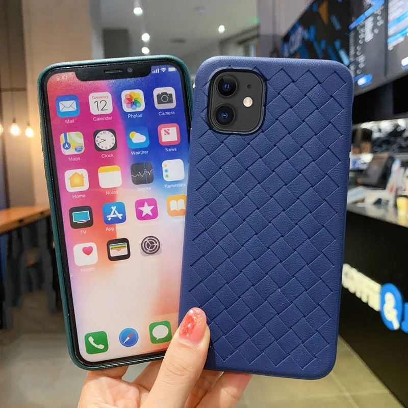 

Fashion Woven Pattern Leather Case for iPhone 12 Pro Max 11 Promax XS Max XR XS X 6 6s 7 8 Plus SE 2020 Cover Ultra Thin Fundas