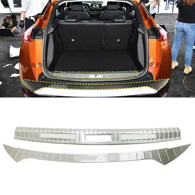 

2* Steel Silver Outer + Inner Rear Sill Bumper Cover Plate For Peugeot 2008 2020