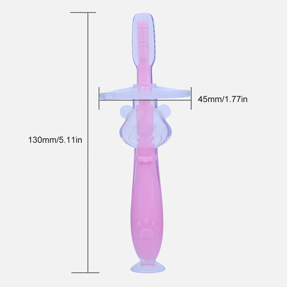 

Baby Cartoon Toothbrush Toddler Baby Oral Care Clean Child Silicone Dental Brush Kid Soft Training Teeth Brush with Suction Cup