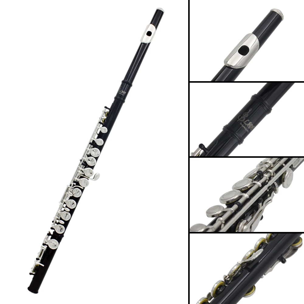 16 Holes C Key Western Concert Flute Cupronickel Plated Silver Woodwind Instrument with Cleaning Cloth Stick Gloves Padded Case | Спорт и