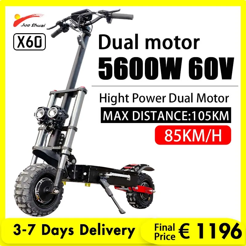 

Jueshuai X60 60V 30A Panasoic Battery Powerful Electric Scooter 100KM Long Range Patinete Elétrico Folding E Scooter EU STOCK