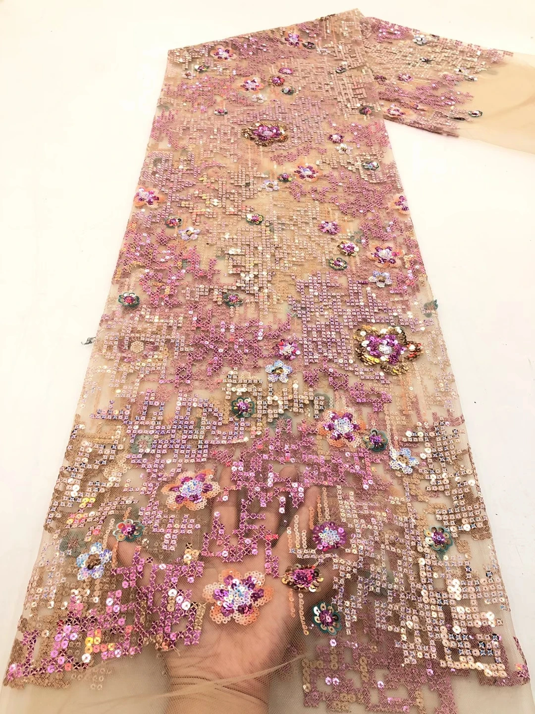 Новинка 2021 фиолетовая африканская французская сетчатая кружевная ткань вышитая