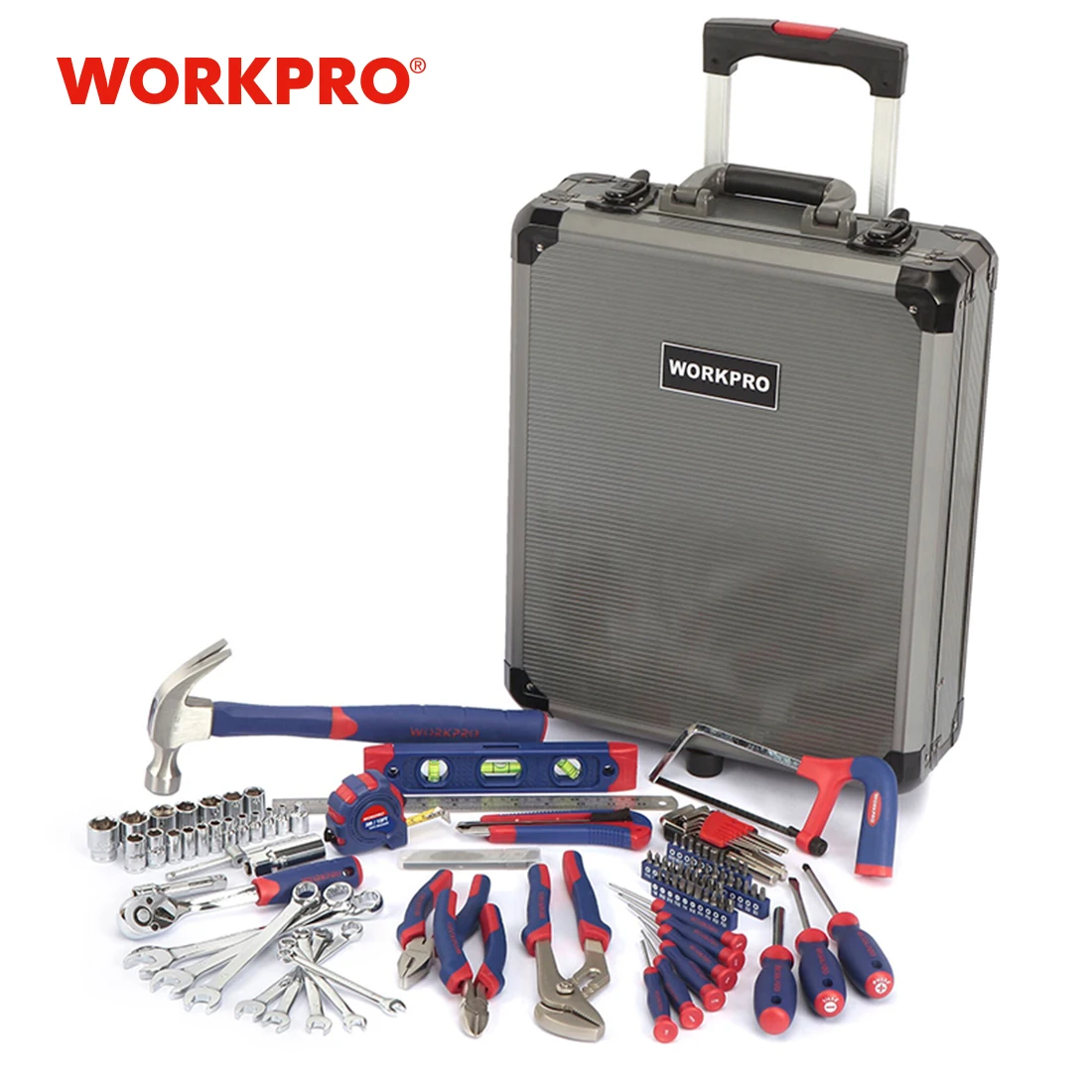 WORKPRO 111-piece Trolley Case Tool Set Aluminum Box Set Home Tool Kits