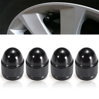 4pcs black durable aluminium alloy wheel tire tyre rim valve stem caps replacement for car truck auto parts