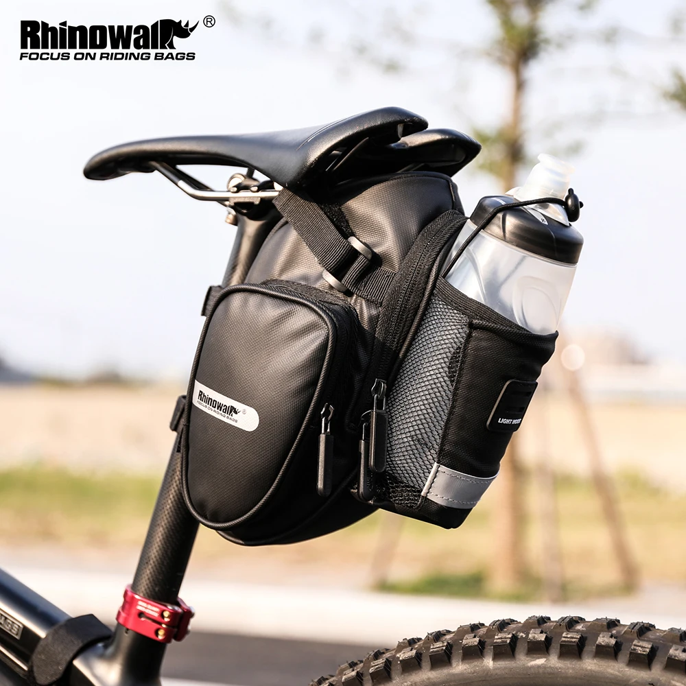 

Rhinowalk 2020 New Arrival Bike Saddle Bag With Water Bottle Pocket Waterproof Rear Bicycle Saddle Bags Large-volume Tail Bag