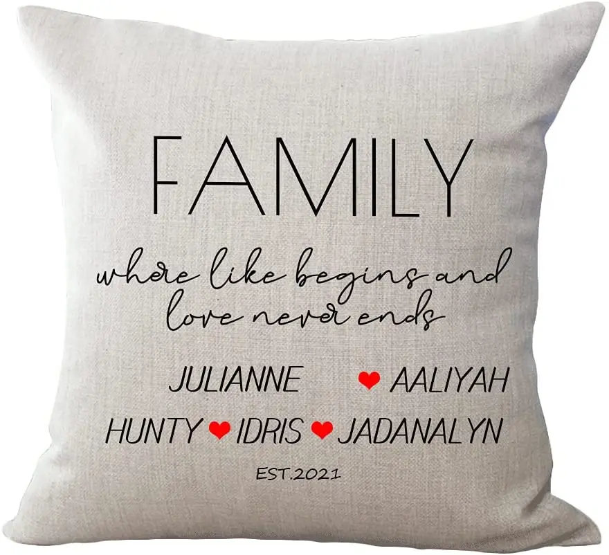 

OYERUN Julianne Family Story Sign Cases for Outdoor Throw Pillow Covers All Over Print Personalized Cotton