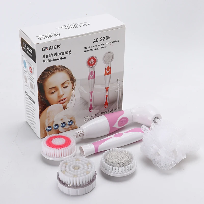 

Automatic Shower Brush 4 In 1 Multifunctional Electric Bath Cleaning Massage Brush Waterproof Anti-slip Shower Spa Tool