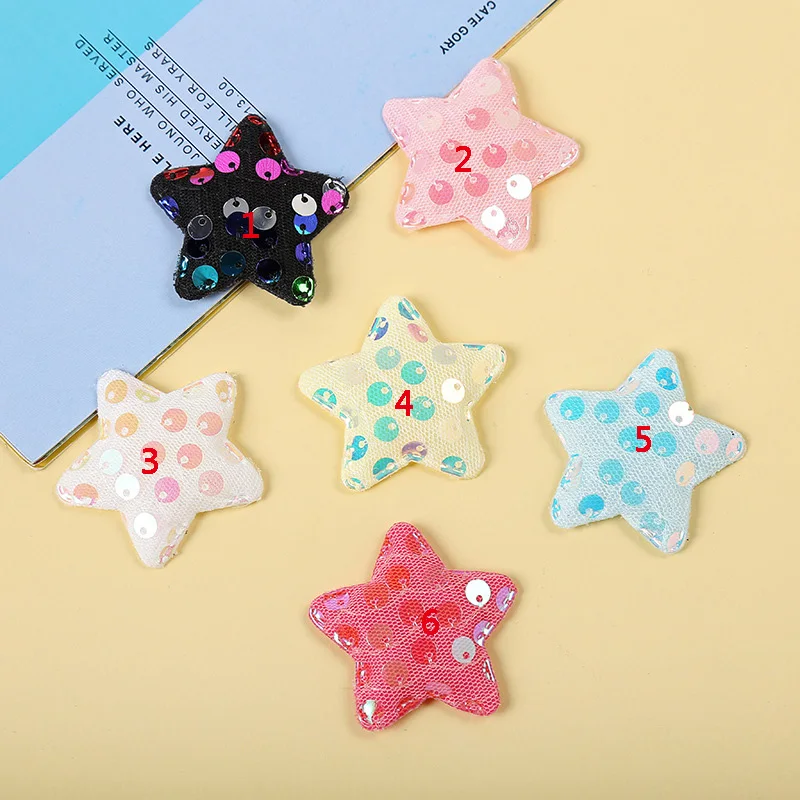 

40pcs 4.5cm shiny star Padded Patches Appliques For Clothes Sewing Supplies DIY Hair Bow Decoration free shipping