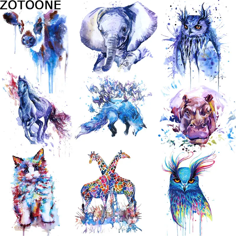 Мультяшные Животные узоры одежды патчи Жираф волк Сова термонаклейки для