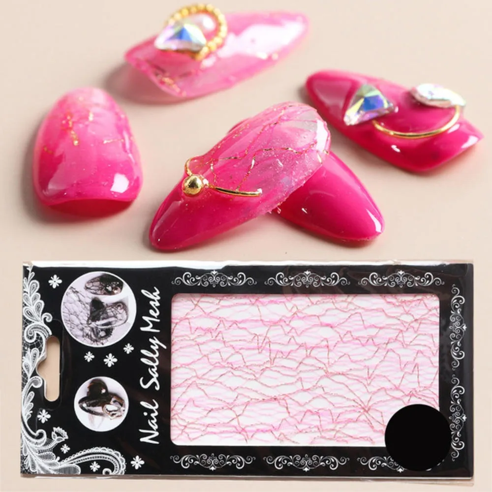 3D сетка стикер для ногтей Золотая Серебряная линия лента на ногти Holo клейкая