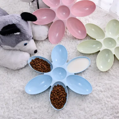 

Petal Multi Grid Cat Bowl 6 Connected Bowls for Small Cats Dogs Plastic Pet Bowl Feeding Water Cat Basin Puppy Accessories