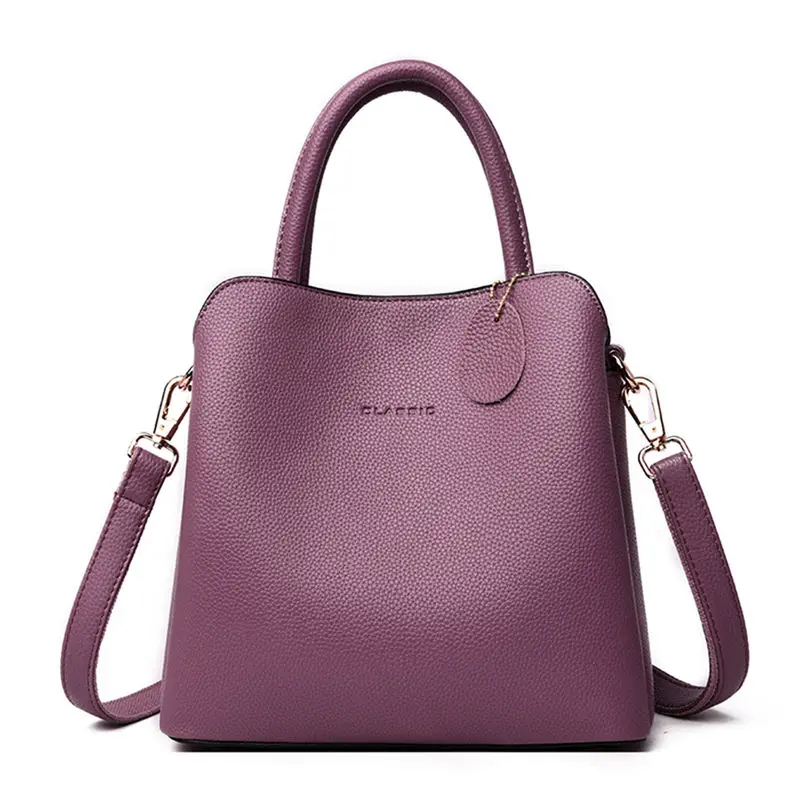 Роскошные кожаные сумки Bolsa, женские сумки, дизайнерские женские сумки Croosbody для женщин, маленькая Повседневная Сумка-тоут для девушек, ручная сумка-мешок - Цвет: Taro Purple