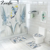 zeegle printed bath mat and shower curtain set microfiber bathroom mat set absorbent bath mat anti slip toilet seat cover mat
