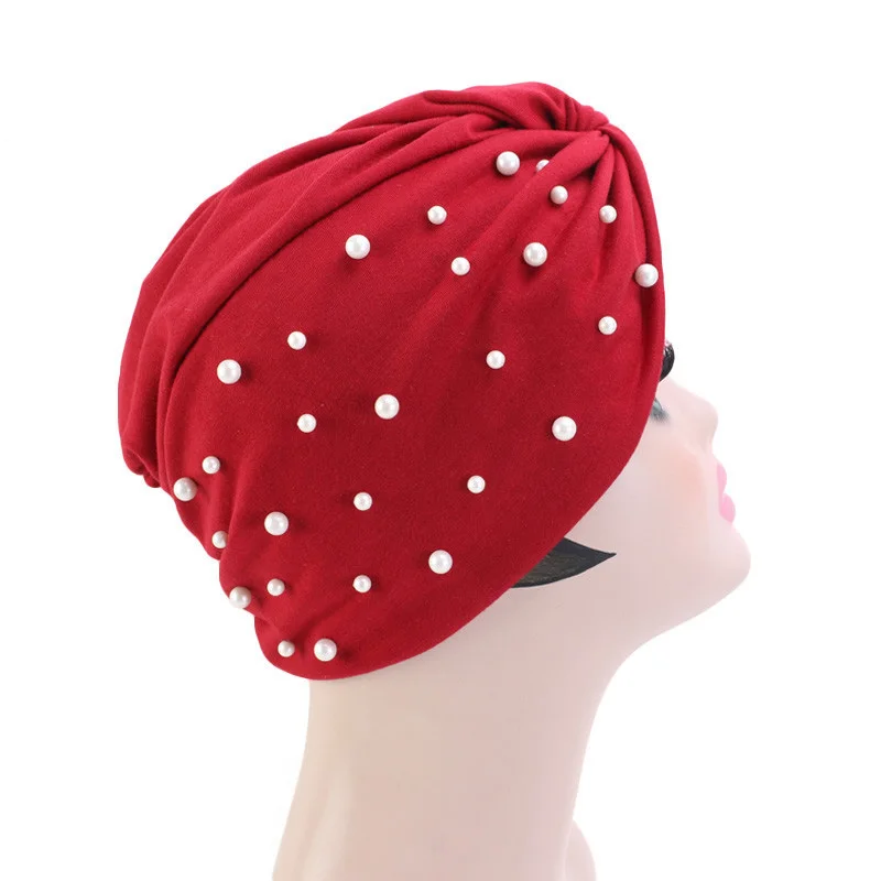 Модная жемчужная Шапка-тюрбан для волос витая мусульманская шапка-головной убор