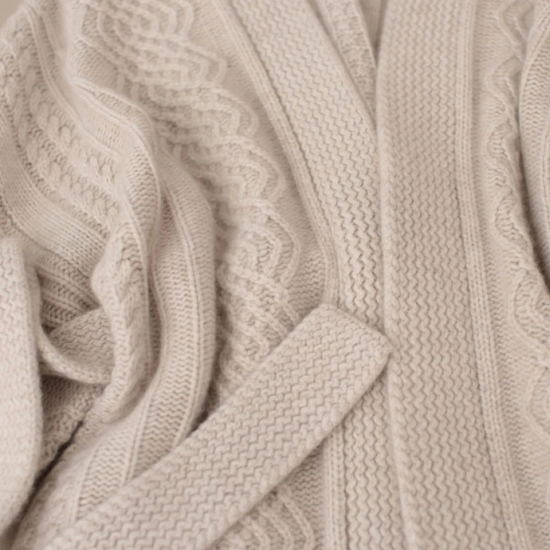 FMFSSOM осень зима шерстяной вязаный свободное с пояском Длинный Элегантный