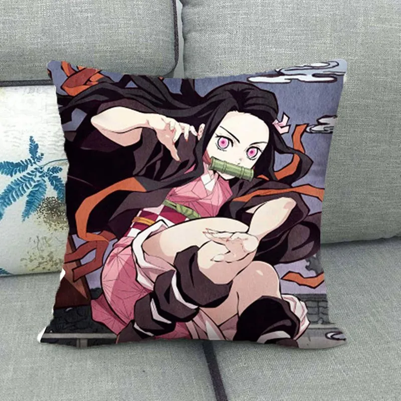 

45x45cm Anime Demon Slayer Kimetsu No Yaiba Cushion Cover Pillow Case Sofa Pillow Cover Home Decor