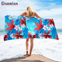 darmian tropical red hibiscus flowers surfing design fashion shower bath towels women men large beach towel quick dry hair towel
