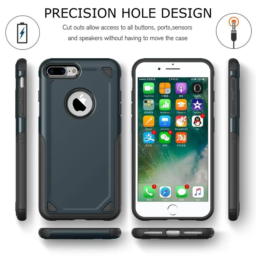 Роскошный противоударный чехол для телефона iPhone 6 6s 7 8 Plus гибридный жесткий