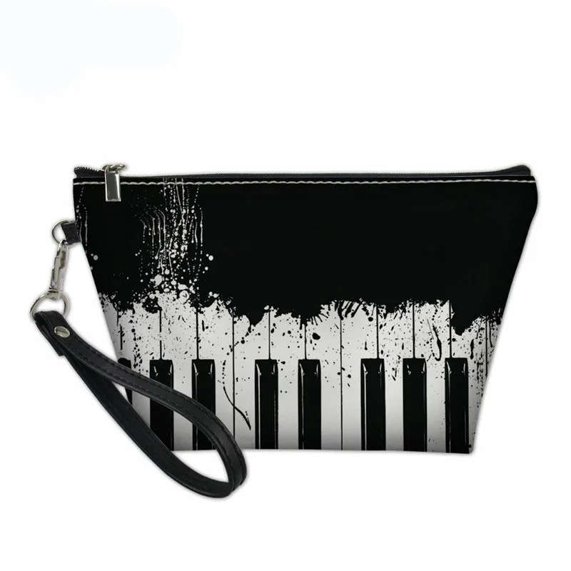 

Милая Цветочная женская косметичка с принтом музыкальных нот, дорожные косметички для девушек, Повседневная дорожная косметичка, кожаная к...