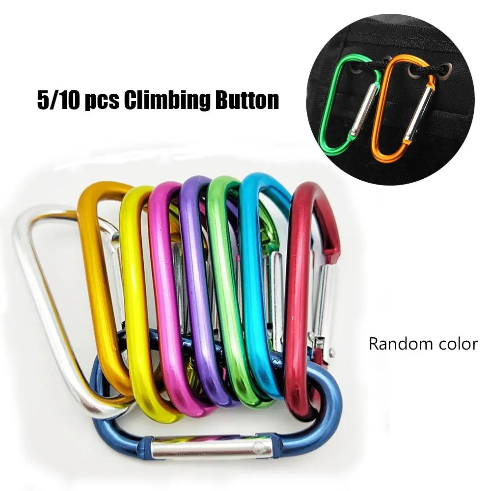

New Outdoor Sports Equipment Multicolor Aluminium Alloy Carabiner Climbing Button Camping Hiking Hook Buckle Keychain