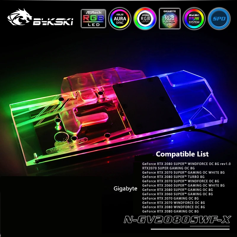 Блок и кулер Bykski VGA для GIGABYTE RTX 2080/2070/2060 Super GAMING|Жидкостные системы охлаждения| |