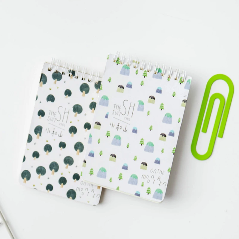 1 шт./лот маленькая серия зеленых деревьев маленький блокнот в катушке для