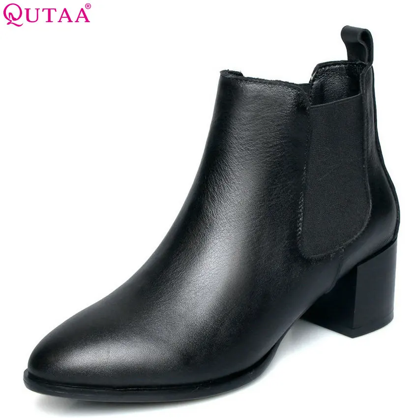 QUTAA/2019 женские ботильоны из коровьей кожи + искусственной универсальные на