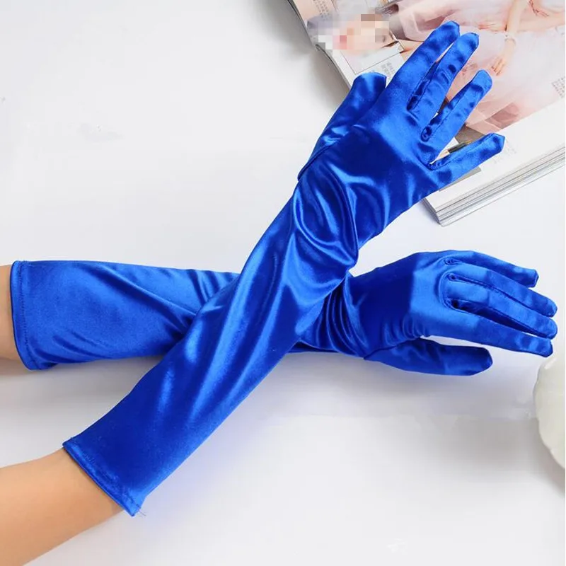 Stretch Satin Colorful Long Finger Gloves Women Lady Dance Performance Props Wedding Party Bridal Wear |