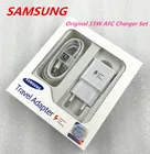 Зарядное устройство Samsung 15 Вт с USB-адаптером стандарта ЕССША, адаптер для быстрой зарядки, кабель передачи данных типа C для Galaxy S8, S9, S10, Note 8, 9, 10, A30, A50, A70, A90, A80