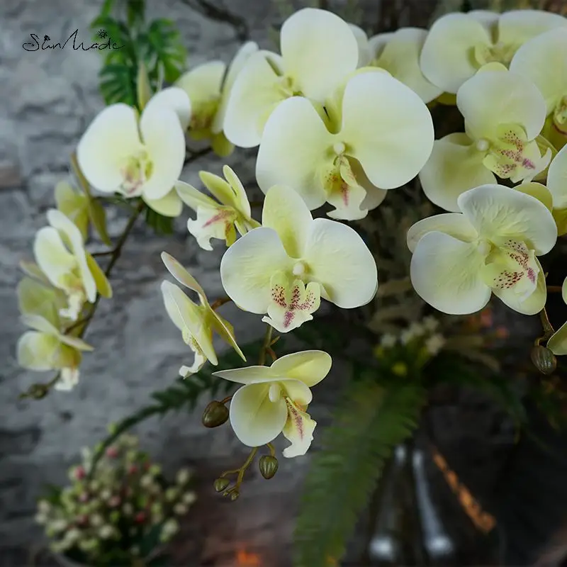 SunMade 9 головок ветка орхидеи белые цветы искусственные домашний декор свадебное