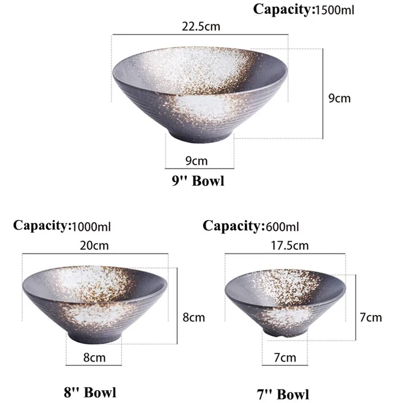 7/8/9 дюймовая винтажная керамическая миска в японском стиле миски для дома